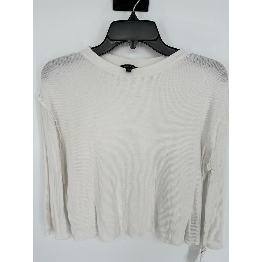 Dear John American Classic White Waffle Knit Long Sleeve Top S